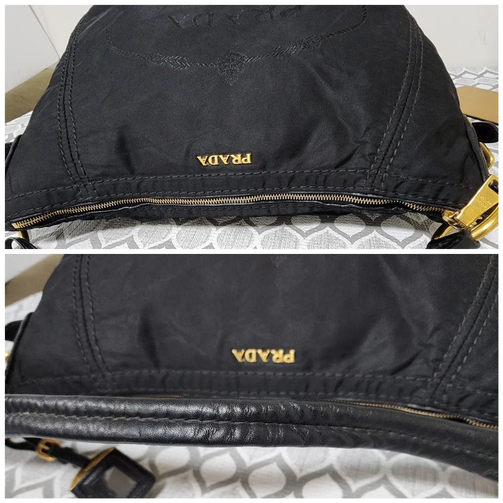 Prada Tessuto Canapa Nylon Hobo Bag Black